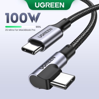 Cáp sạc nhanh UGREEN 100W 5A USB C sang USB C PD góc phải 90 độ thích hợp cho iPhone 15