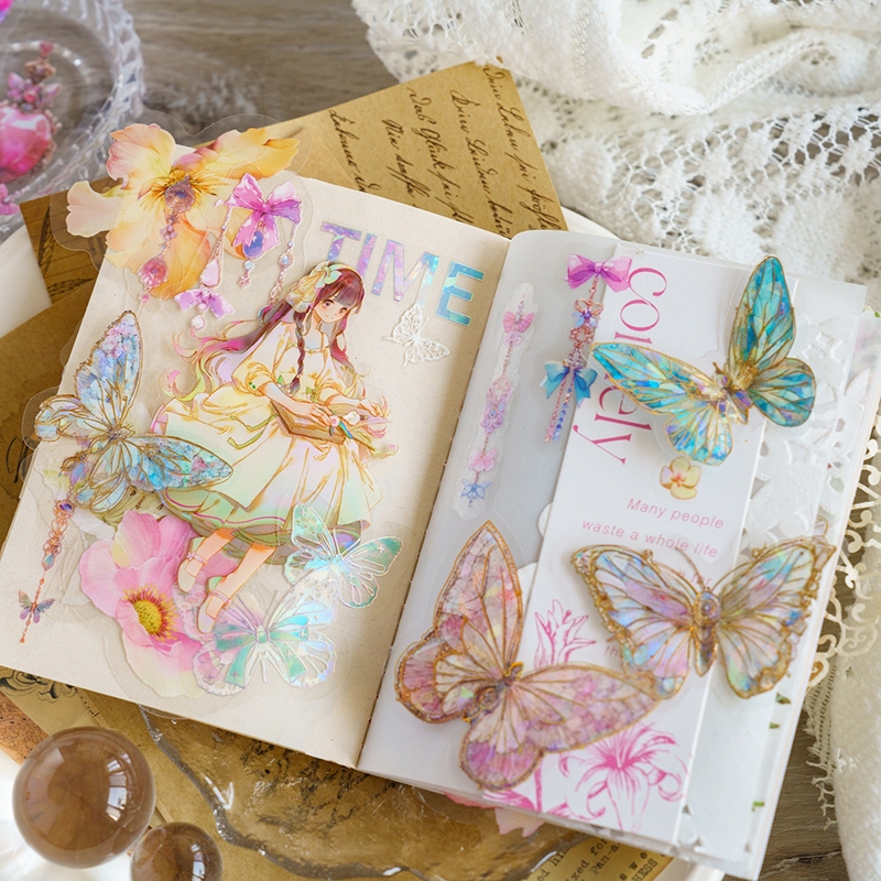 Mr. Paper 40 vé/túi Sticker PET Lộng lẫy Mơ ước Lãng mạn Đồ trang sức nơ Hoa nhãn Sáng tạo tài khoản Nguyên liệu ghép đôi goolka DIY thiệp Cái cốc Hình dán trang trí