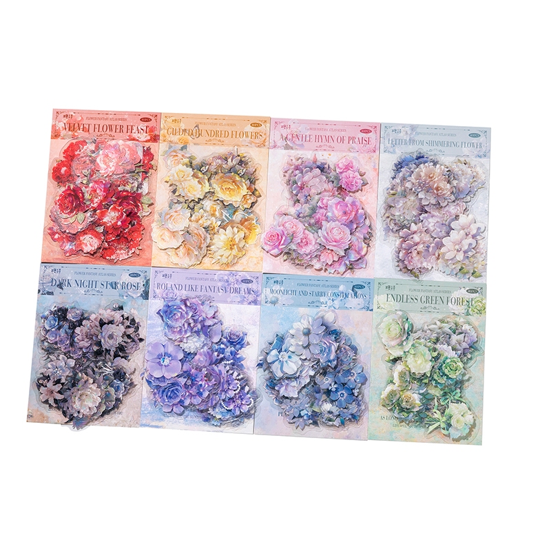 Mr. Paper 40 vé/túi Dán chống thấm nước PET Phong cách văn nghệ Hoa hồng Rung chuông len Hoa nhãn Sáng tạo tài khoản Nguyên liệu ghép đôi goolka DIY thiệp Cái cốc Hình dán trang trí