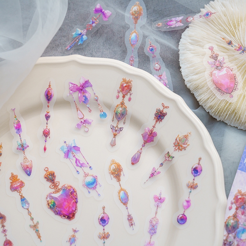 Mr. Paper 40 vé/túi Sticker PET Lộng lẫy Mơ ước Lãng mạn Đồ trang sức nơ Hoa nhãn Sáng tạo tài khoản Nguyên liệu ghép đôi goolka DIY thiệp Cái cốc Hình dán trang trí