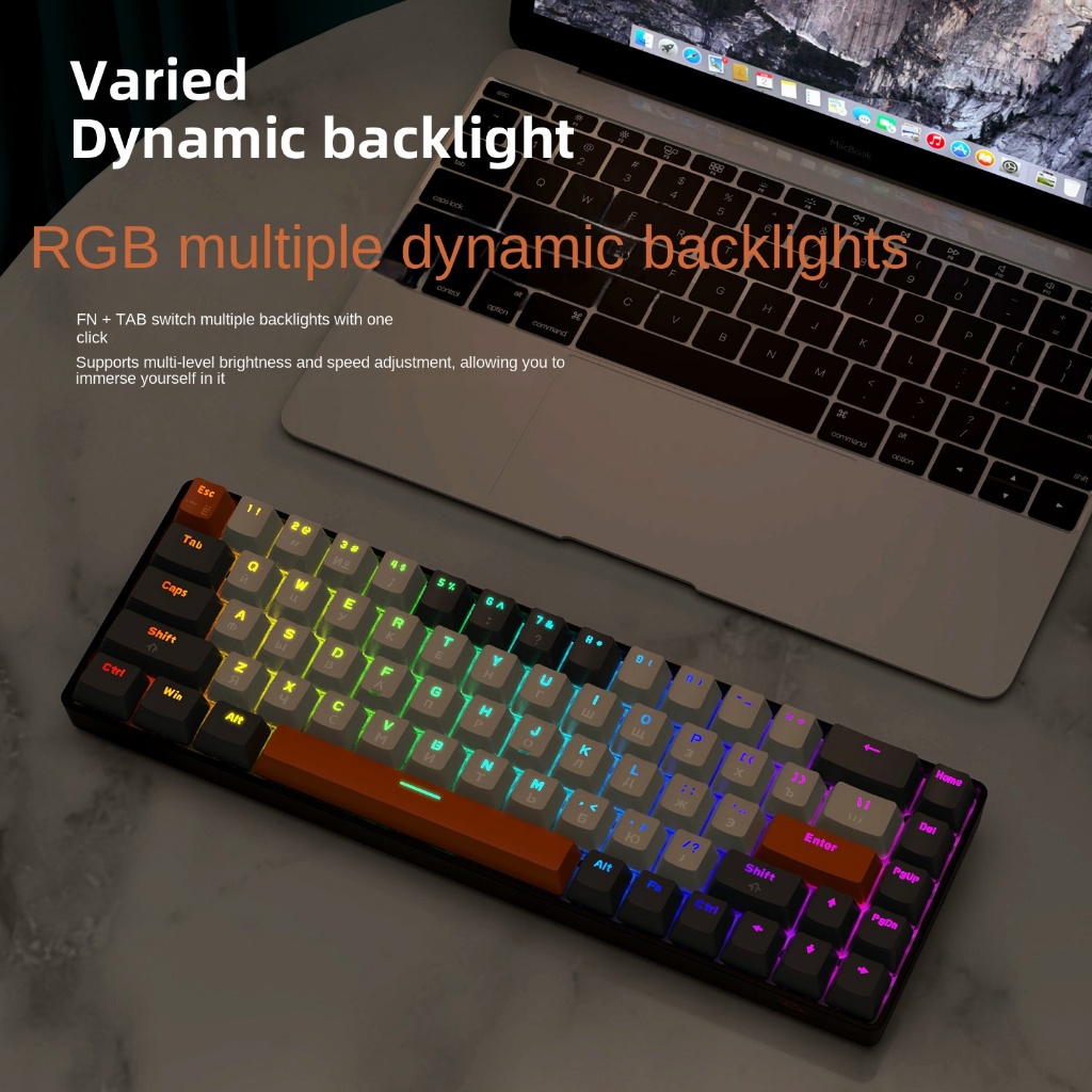 Bàn Phím Cơ Gaming t8 68 Phím Họa Tiết Sói rgb Dành Cho Máy Tính Xách Tay / Máy Tính Bảng