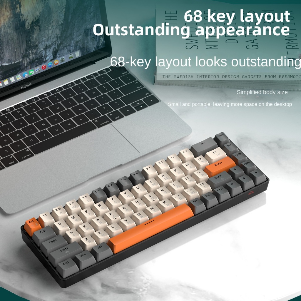 Bàn Phím Cơ Gaming t8 68 Phím Họa Tiết Sói rgb Dành Cho Máy Tính Xách Tay / Máy Tính Bảng