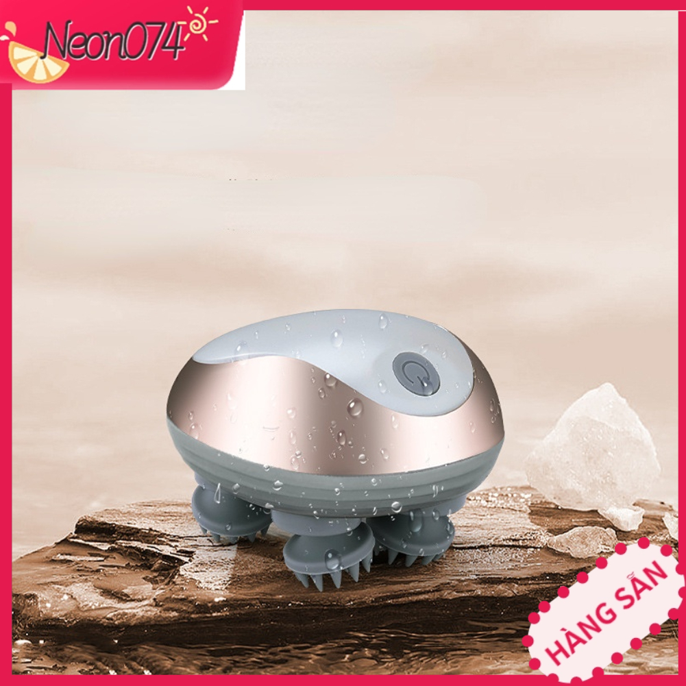 Máy massage đầu Mini - Máy mát xa da đầu bằng điện mini chống thấm nước có thể sạc lại ới 4 móng vuốt massage - Neon074