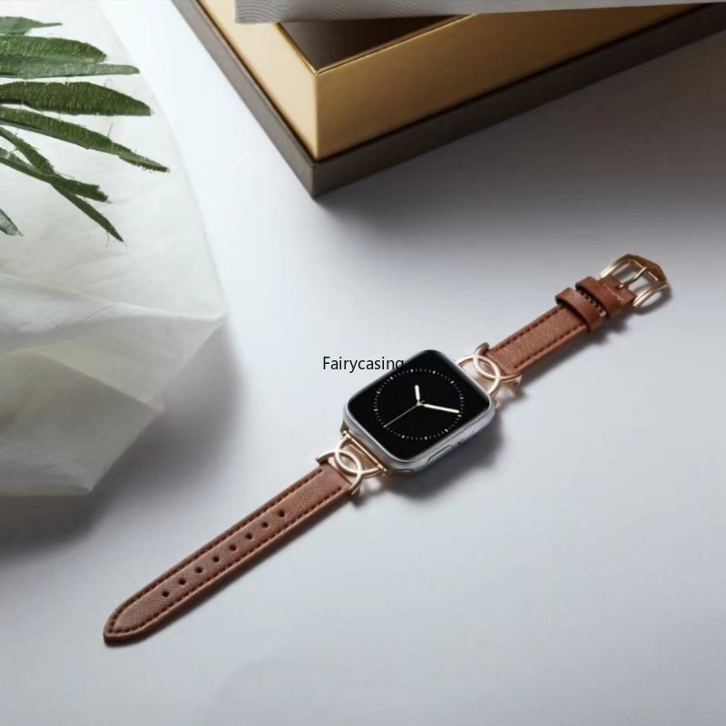 Dây Đeo Bằng Da Dành Cho Đồng Hồ Thông Minh AW Watch 9 8 7 6 SE 5 4 3 Metal Double D Ultra 2 49mm 38mm 40mm 41mm 42mm 44mm 45mm for iwatch