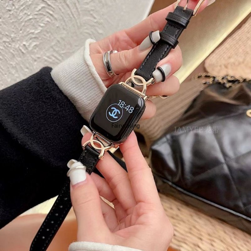 Dây Đeo Bằng Da Dành Cho Đồng Hồ Thông Minh AW Watch 9 8 7 6 SE 5 4 3 Metal Double D Ultra 2 49mm 38mm 40mm 41mm 42mm 44mm 45mm for iwatch