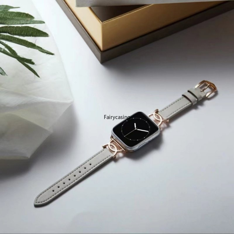 Dây Đeo Bằng Da Dành Cho Đồng Hồ Thông Minh AW Watch 9 8 7 6 SE 5 4 3 Metal Double D Ultra 2 49mm 38mm 40mm 41mm 42mm 44mm 45mm for iwatch