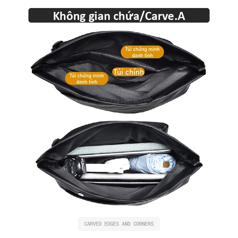 Carve.a Store Túi đeo chéo nam Túi đeo chéo nam đen Chống Nước  Chất Liệu Cao Cấp Túi da nam