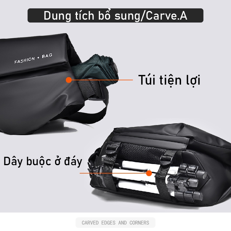 Carve.a Store Túi đeo chéo nam Túi đeo chéo nam đen Chống Nước  Chất Liệu Cao Cấp Túi da nam