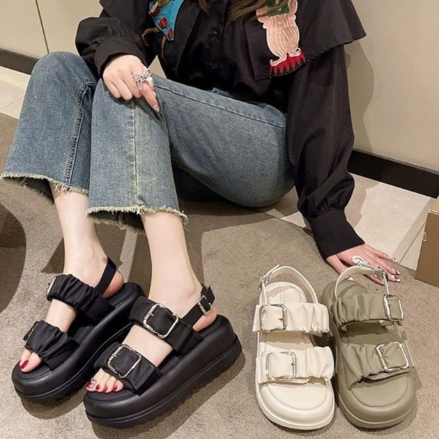 DAILOU Dép sandal nữ dép quai hậu nữ Đế Dày 2023 NEW thoải mái mềm mại dép đế cao  B98G1PW 35Z230828