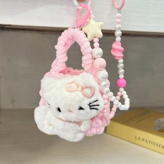 Ví đựng tiền xu hình mèo bằng lông nhung màu hồng dễ thương xinh xắn