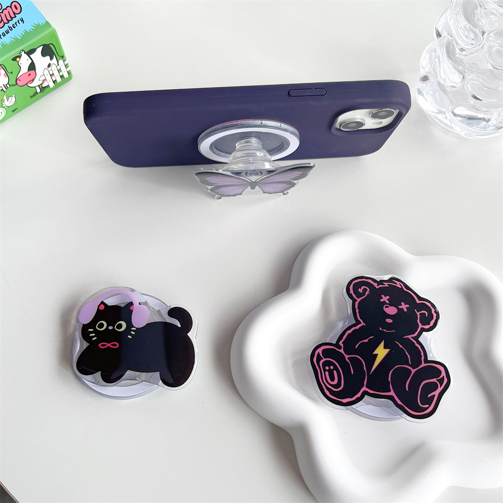 Ốp Điện Thoại Hình Mèo mary kitty Có Giá Đỡ Từ Tính Tháo Rời Được Cho iphone 15 12 13 14 pro max