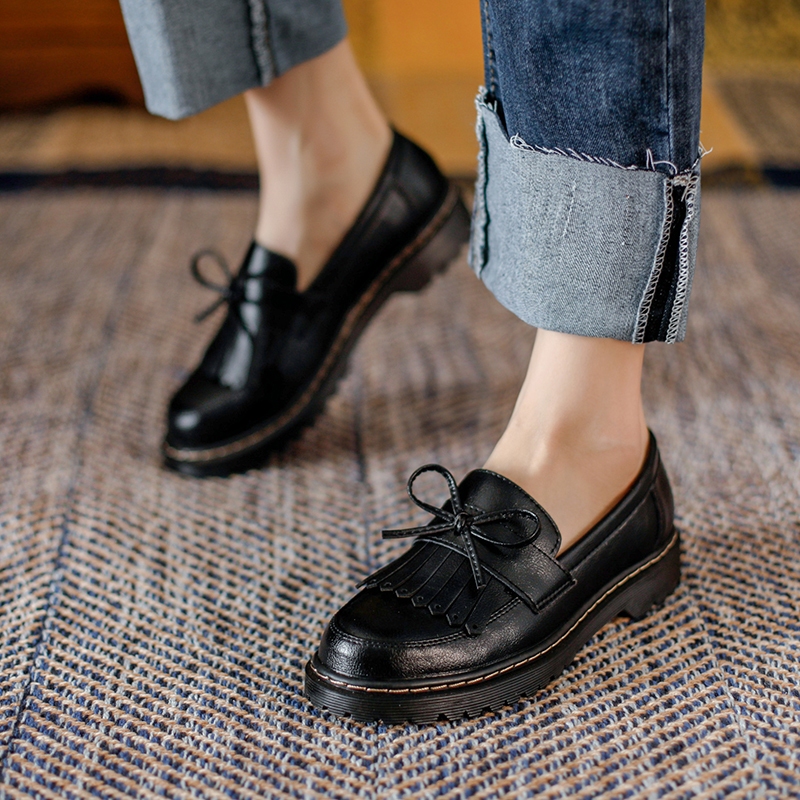 Da Bò Đế Dày 3cm Tăng Chiều Cao Phong Cách retro Cho Nữ