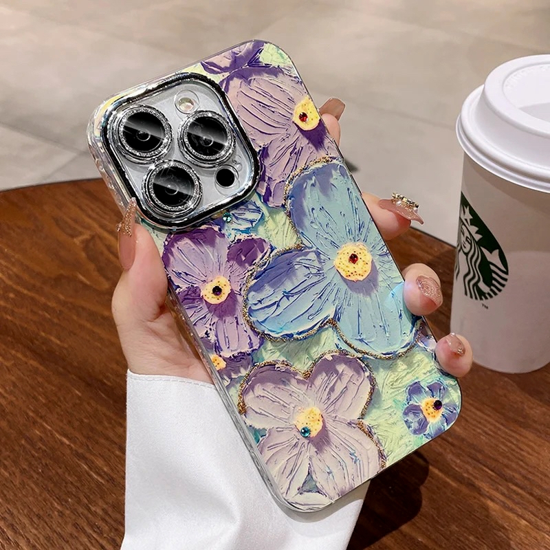 Mới Ốp Điện Thoại Họa Tiết Hoa Xinh Xắn Chống Rơi Cho iphone 15pro 14pro 13pro 12pro 11pro 11 12 13 14 14 pro max