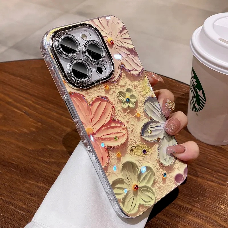 Mới Ốp Điện Thoại Họa Tiết Hoa Xinh Xắn Chống Rơi Cho iphone 15pro 14pro 13pro 12pro 11pro 11 12 13 14 14 pro max