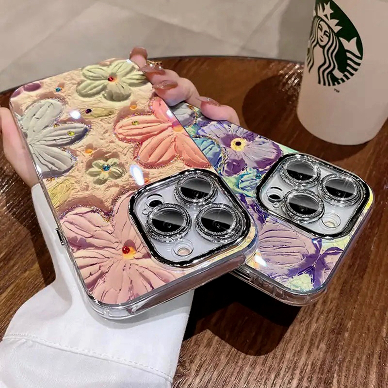 Mới Ốp Điện Thoại Họa Tiết Hoa Xinh Xắn Chống Rơi Cho iphone 15pro 14pro 13pro 12pro 11pro 11 12 13 14 14 pro max