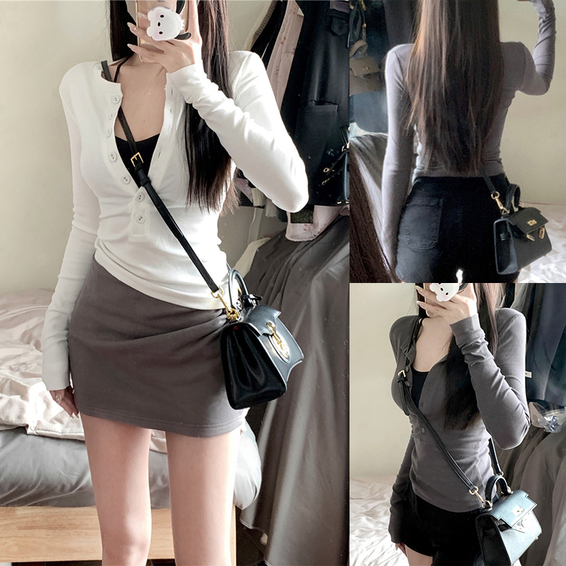Áo Thun Tay Dài Giả 2 Lớp Thời Trang Dành Cho Nữ