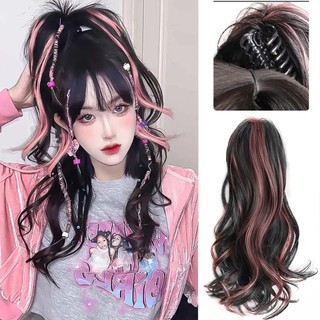 Syn Tổng Hợp Màu highlight Dài Trung Bình Tóc Đuôi Ngựa Với Tay Cầm Buộc Đuôi Ngựa Cao Buộc Tóc Đuôi Ngựa Phong Cách Siliy girl braid