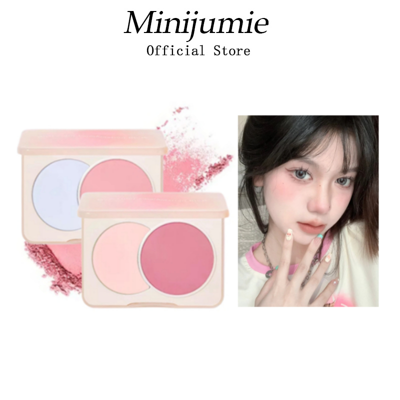 Bảng Phấn Má Hồng Hai Màu Minijumie SWEET MINT Chống Thấm Nước Mềm Mịn Tự Nhiên Tông Hồng Tím Mờ / matte