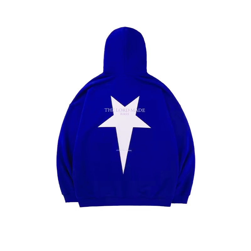 Kyushuad Áo Khoác Hoodie Dáng Rộng In Họa Tiết Ngôi Sao Phong Cách retro Mỹ Cho Nam
