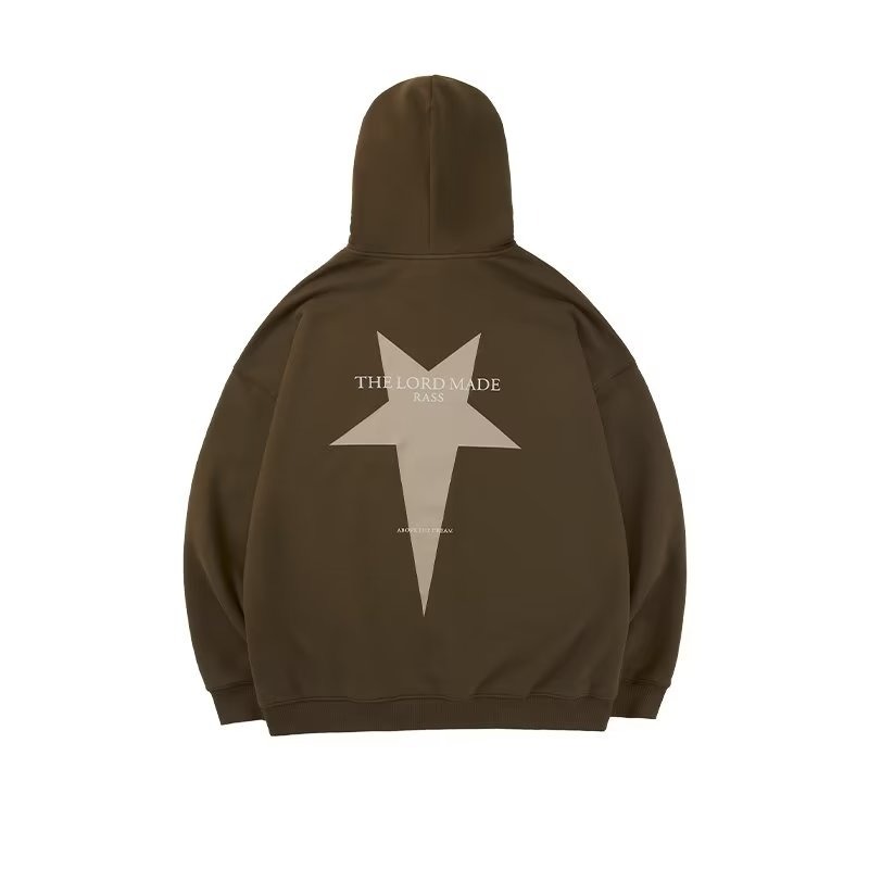 Kyushuad Áo Khoác Hoodie Dáng Rộng In Họa Tiết Ngôi Sao Phong Cách retro Mỹ Cho Nam