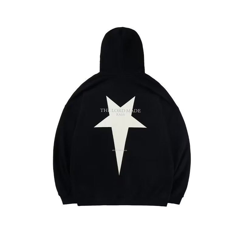 Kyushuad Áo Khoác Hoodie Dáng Rộng In Họa Tiết Ngôi Sao Phong Cách retro Mỹ Cho Nam