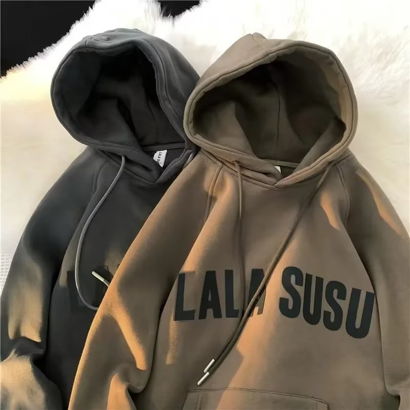 Áo Hoodie Lót Nhung Phong Cách retro Mỹ Thời Trang Cho Nam