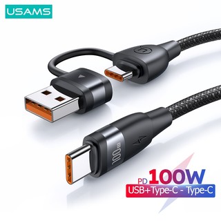 USAMS PD 100W Dòng Ngày Cáp Sạc Nhanh đa Chức Năng 3 Trong 1 USB A+C - Type-C Hợp kim nhôm Cáp Dữ Liệu Cho 1Phone15 Android iPd Máy Tính Bảng