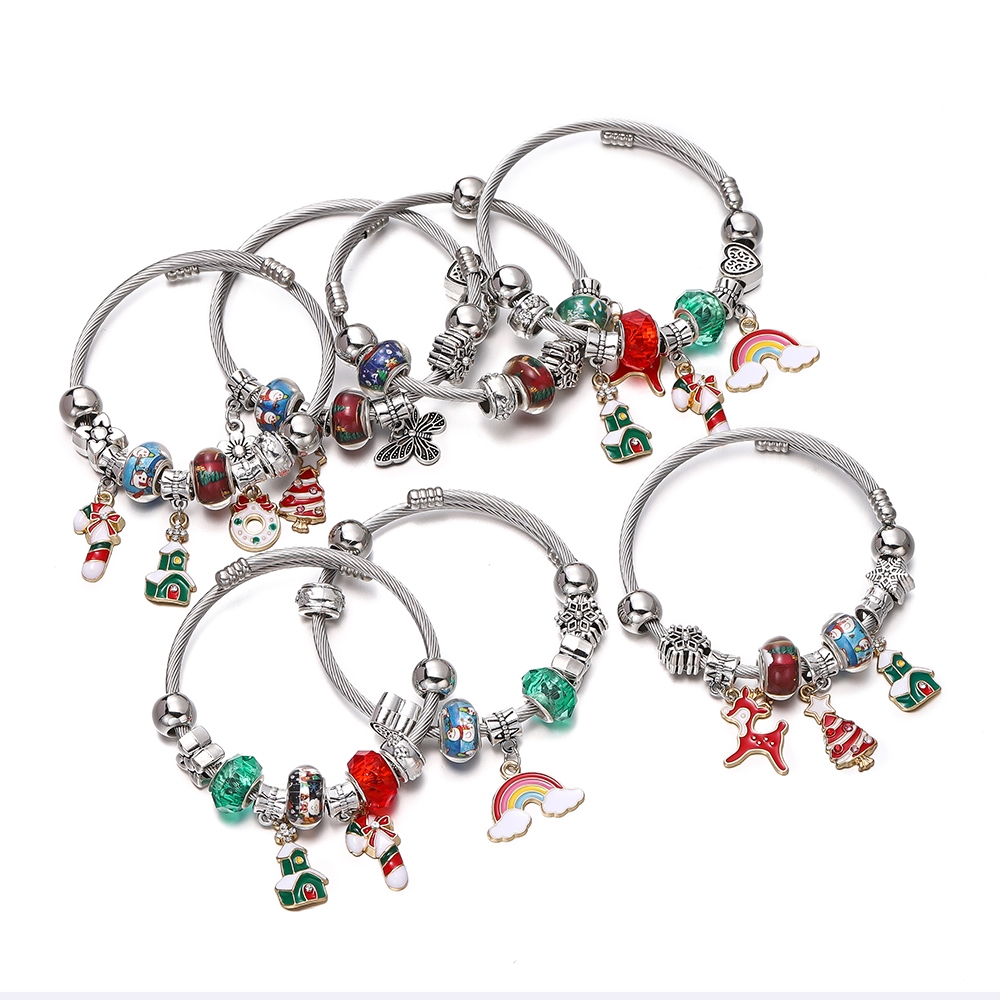 St.kunkka 1 Vòng Đeo Tay Đường Kính 6cm Bằng Thép Không Gỉ Phong Cách Giáng Sinh Thời Trang