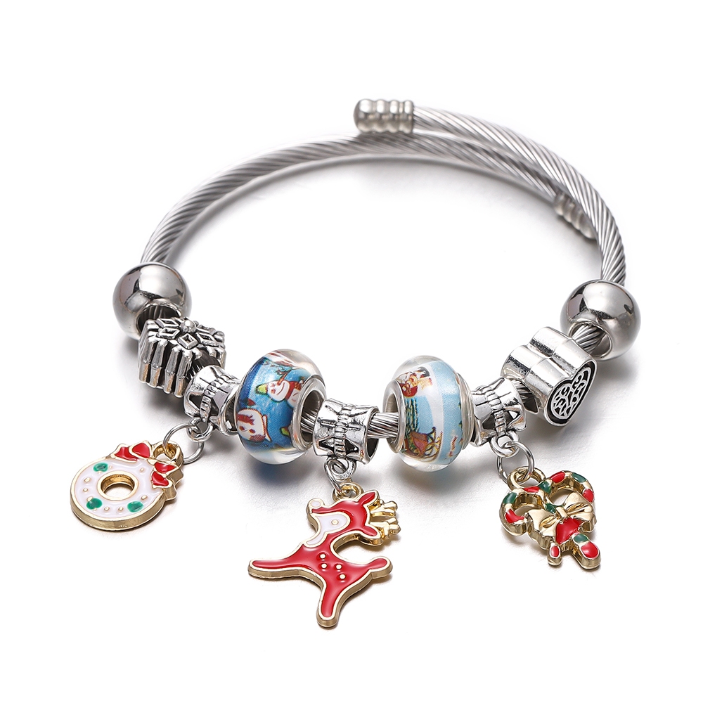 St.kunkka 1 Vòng Đeo Tay Đường Kính 6cm Bằng Thép Không Gỉ Phong Cách Giáng Sinh Thời Trang