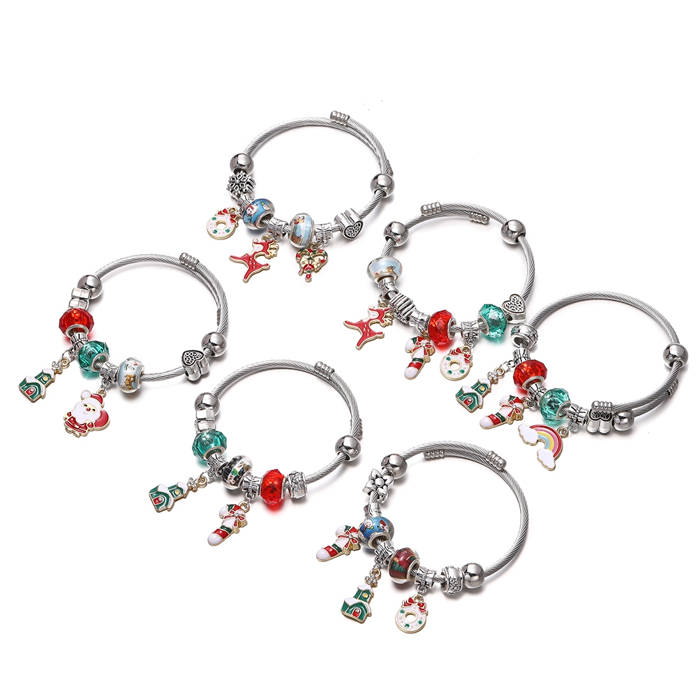 St.kunkka 1 Vòng Đeo Tay Đường Kính 6cm Bằng Thép Không Gỉ Phong Cách Giáng Sinh Thời Trang