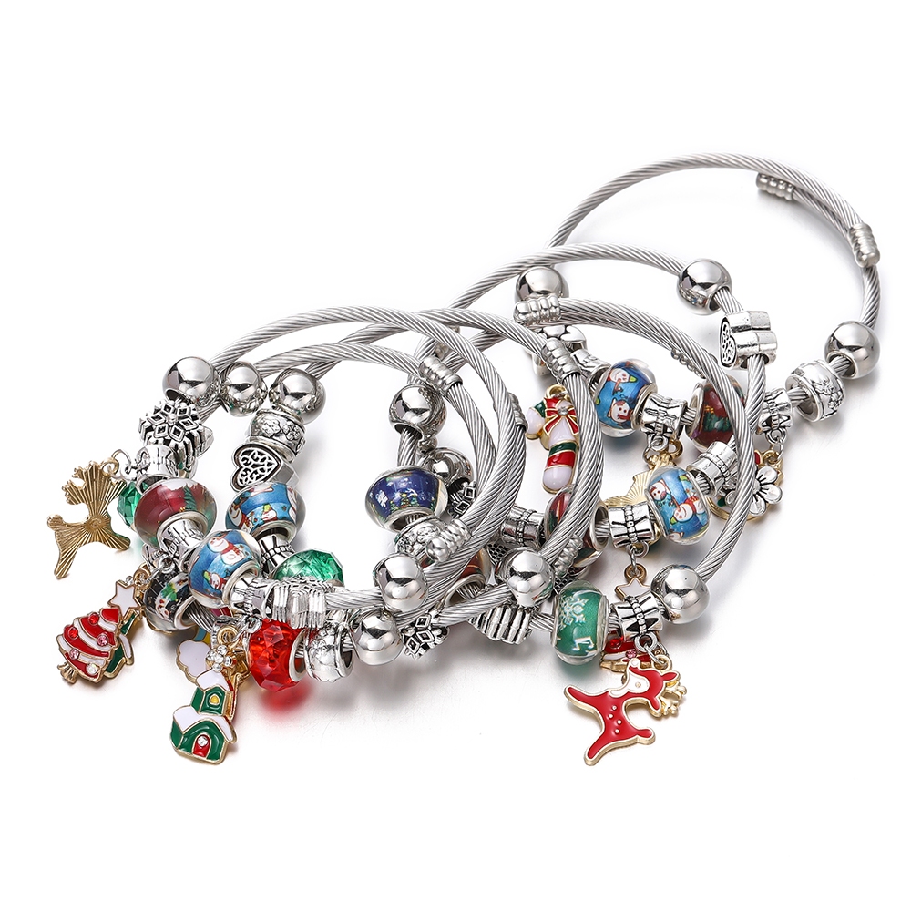 St.kunkka 1 Vòng Đeo Tay Đường Kính 6cm Bằng Thép Không Gỉ Phong Cách Giáng Sinh Thời Trang