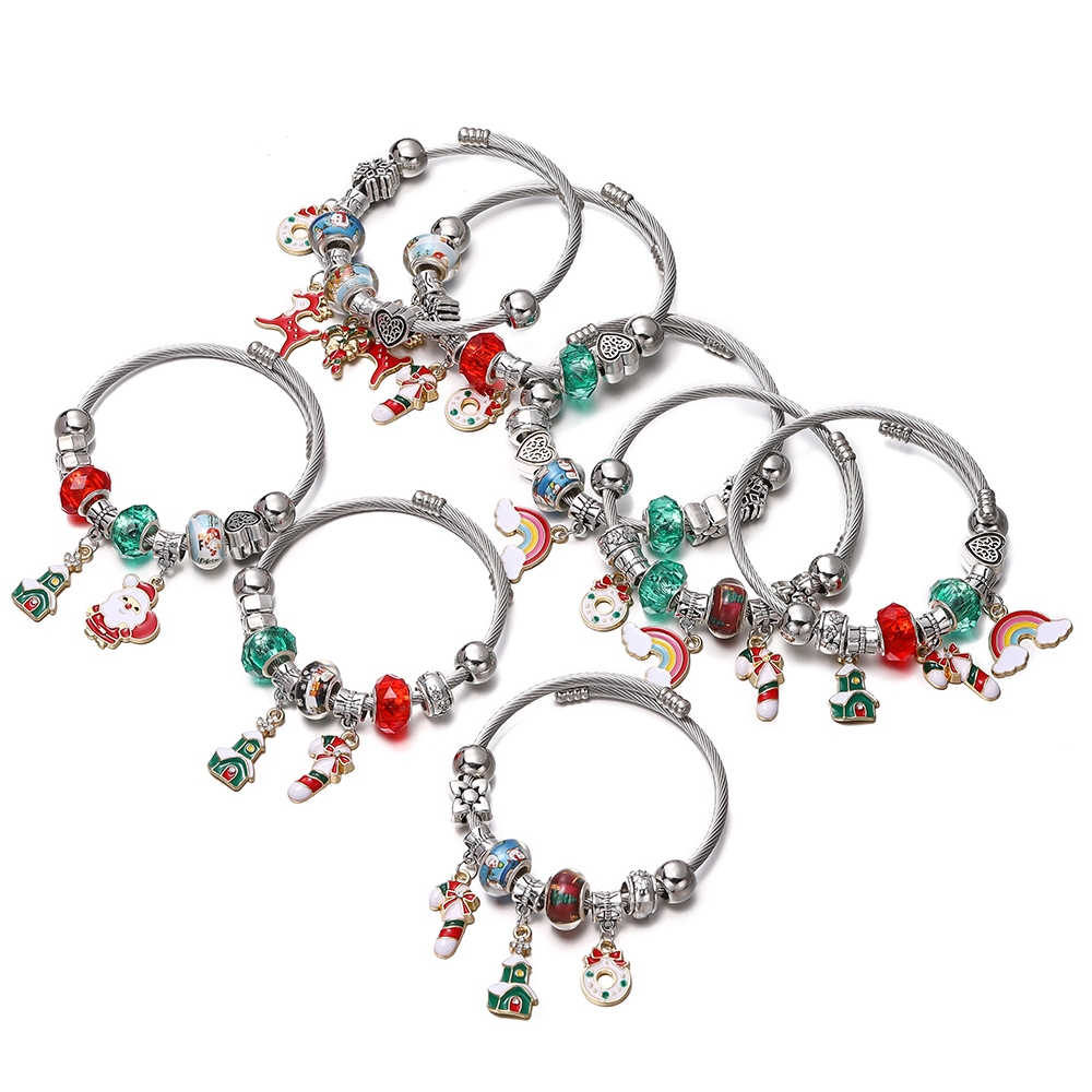 St.kunkka 1 Vòng Đeo Tay Đường Kính 6cm Bằng Thép Không Gỉ Phong Cách Giáng Sinh Thời Trang