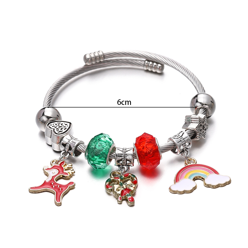 St.kunkka 1 Vòng Đeo Tay Đường Kính 6cm Bằng Thép Không Gỉ Phong Cách Giáng Sinh Thời Trang