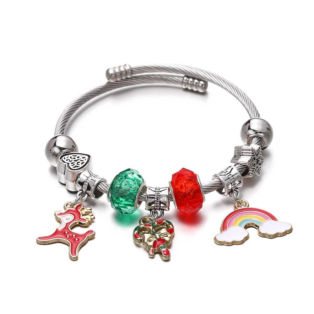 St.kunkka 1 Vòng Đeo Tay Đường Kính 6cm Bằng Thép Không Gỉ Phong Cách Giáng Sinh Thời Trang