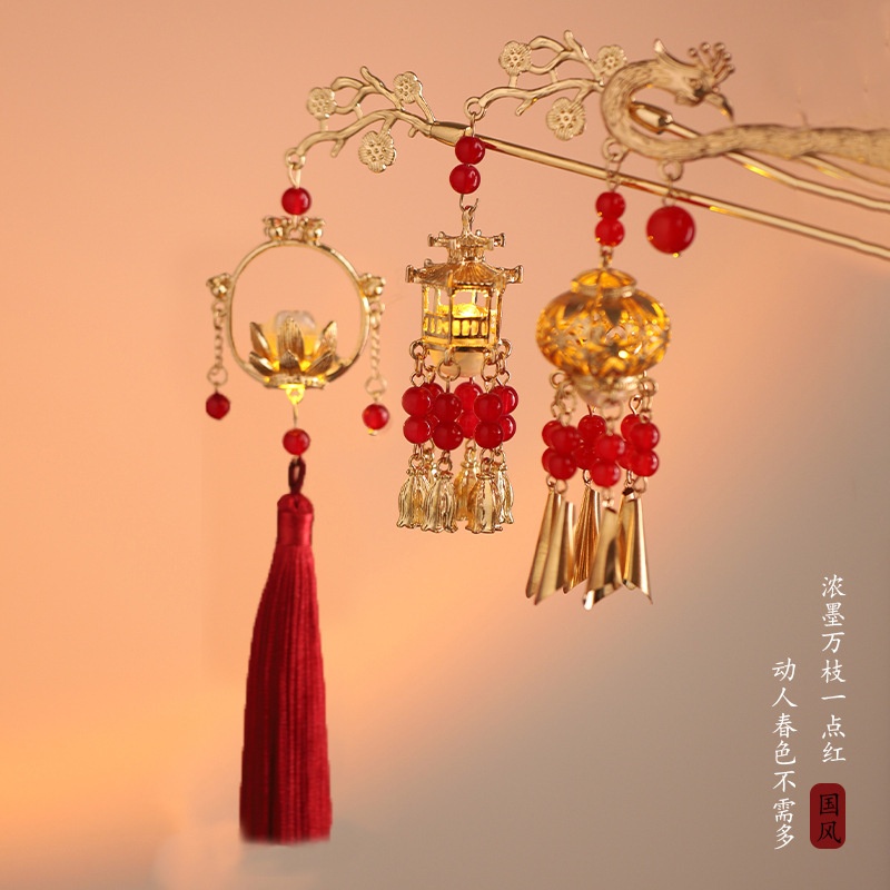 Trâm Cài Tóc Kim Loại Hình Hoa Sen Phát Sáng Phong Cách vintage Cho Nữ