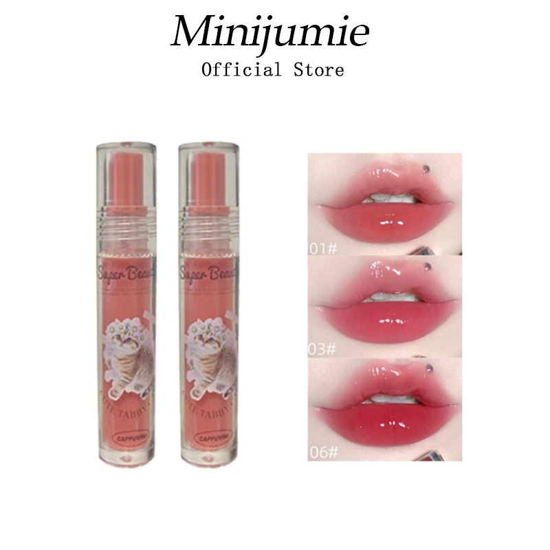 Minijumie Son Bóng CAPPUVINI Dưỡng Ẩm Chống Nước Cho Đôi Môi Căng Mọng Thiết Kế Hình Mèo Dễ Thương