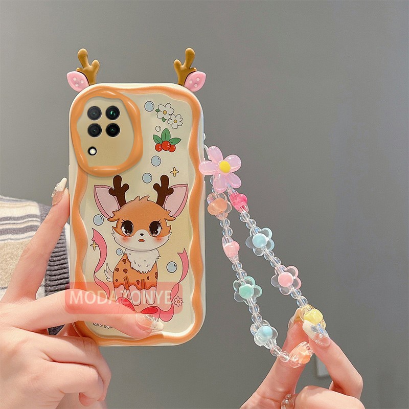 Ốp Điện Thoại Silicon Mềm Họa Tiết Vui Nhộn Có Dây Đeo Cho samsung galaxy a22 4g samsunga22