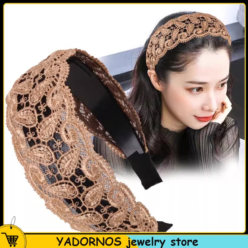 YADORNOS Băng Đô Ren Bản Rộng Chống Trượt Thắt Nút Thời Trang Cho Nữ