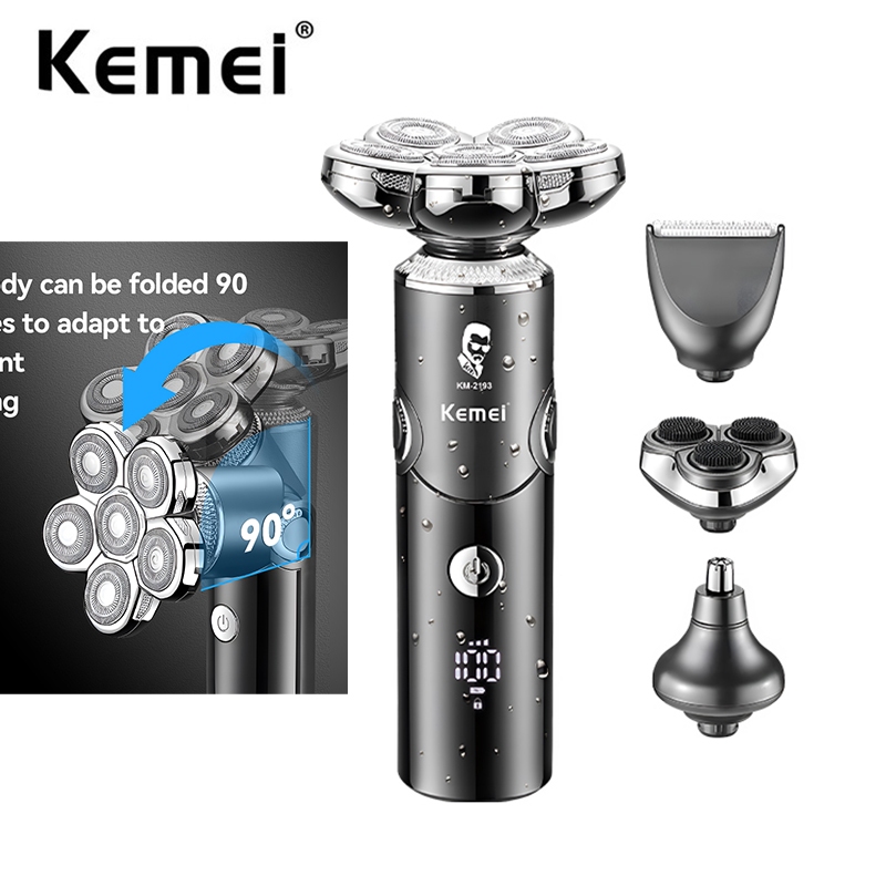 KEMEI Máy Cạo Râu 6 Lưỡi Có Thể Tháo Rời Chống Thấm Nước ipx7 Cho Nam Giới