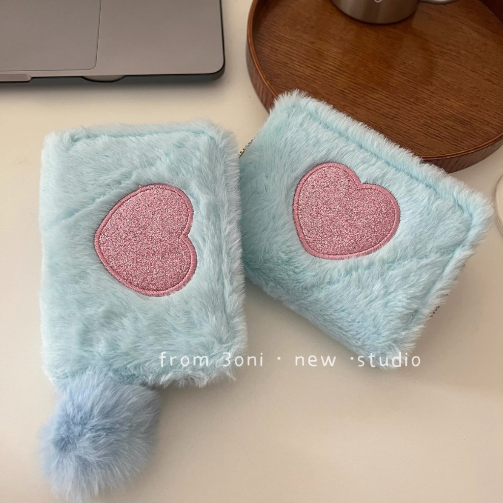 NALLCHEER Ví Khóa Kéo Thêu Trái Tim Hoạt Hình Nhật Bản Đáng Yêu Dành Cho Nữ