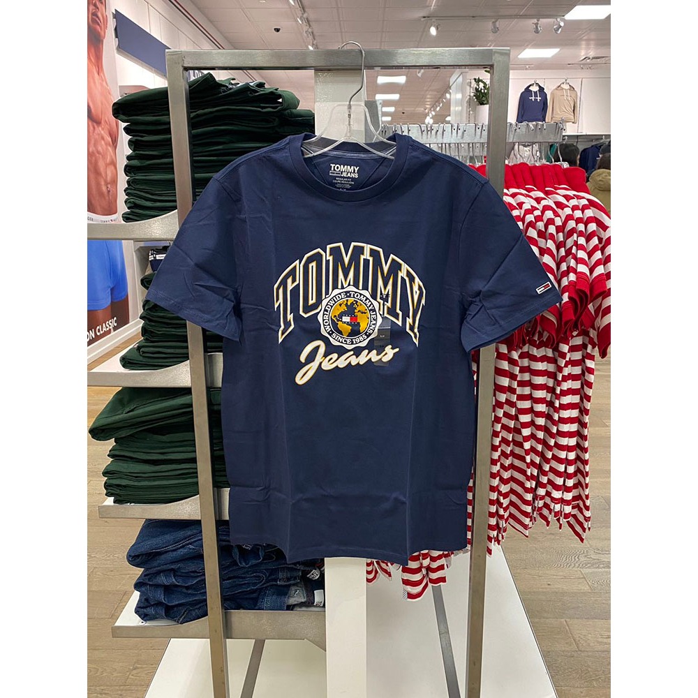 Tommy Áo Thun cotton Ngắn Tay Dáng Rộng In Họa Tiết retro Cá Tính Thời Trang Cho Nam