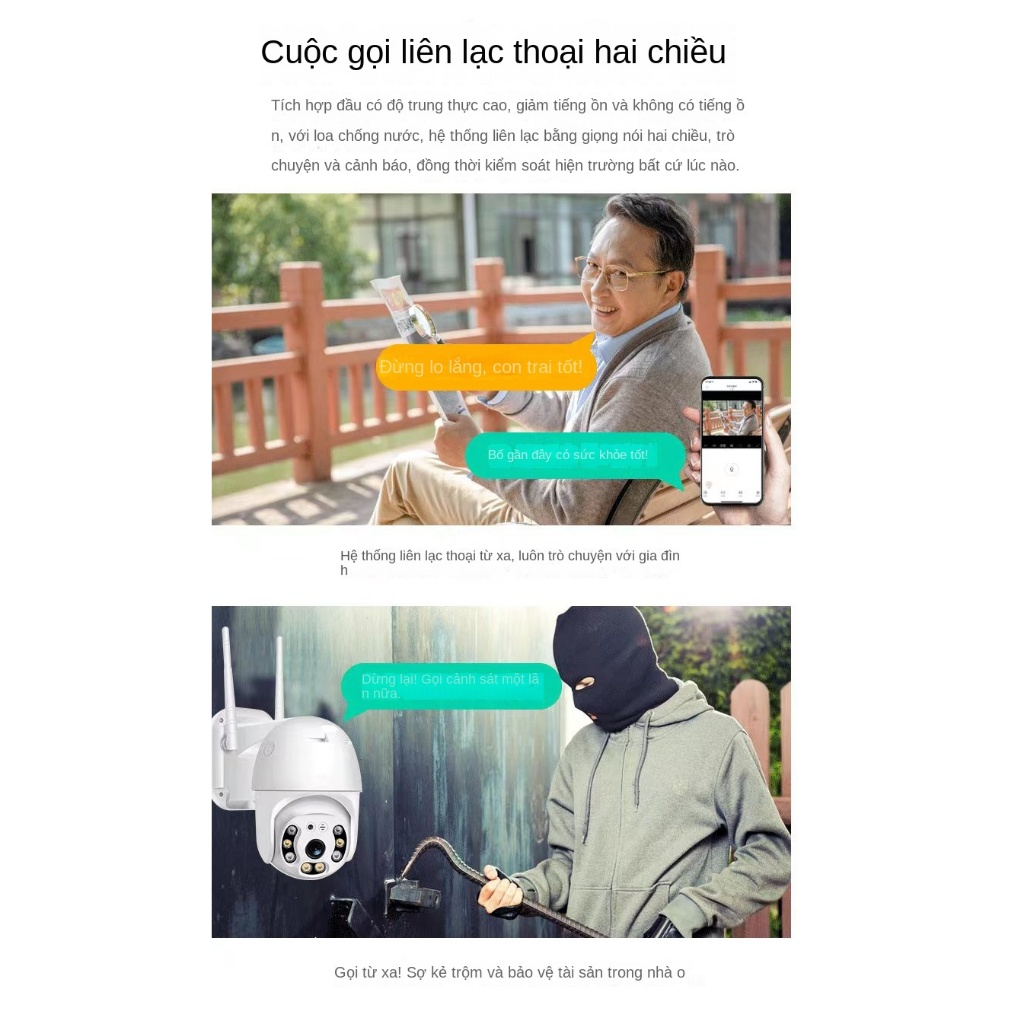 Camera Theo Dõi Chuyển Động Ngoài Trời Hai Chiều hd 1080p v380 Chống Thấm Nước