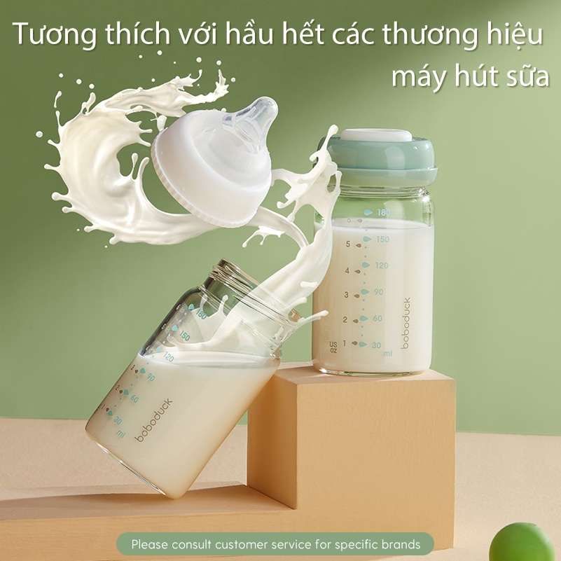 Boboduck Bình Sữa Thủy Tinh Cổ Rộng Tiện Dụng Bình Sữa Cho Bé