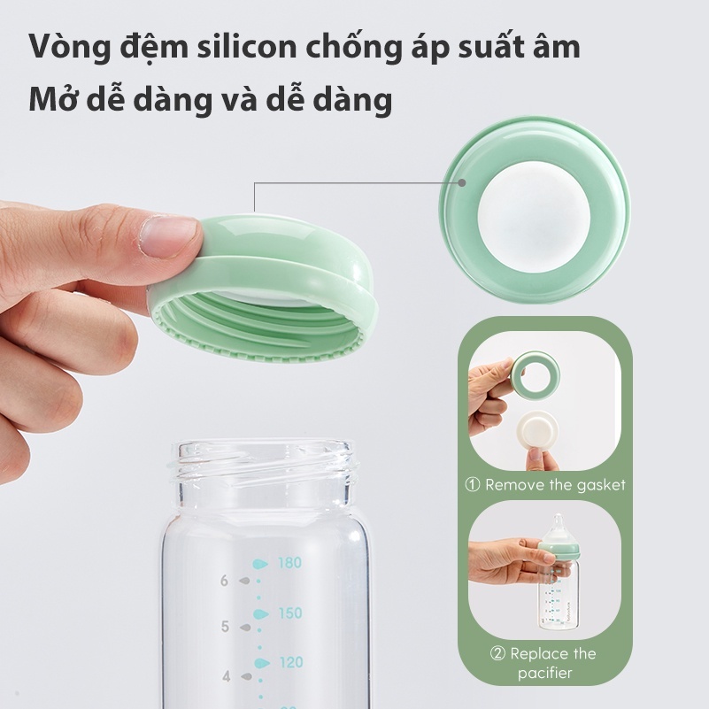 Boboduck Bình Sữa Thủy Tinh Cổ Rộng Tiện Dụng Bình Sữa Cho Bé