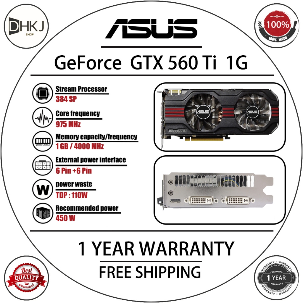 Card đồ họa ASUS đã qua sử dụng GTX 560 Ti 1GB 256Bit GDDR5 Card Video cho Card NVIDIA VGA Geforce G