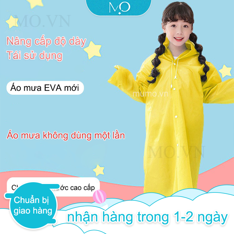 💥Giao hàng trong vòng  Áo Mưa Trẻ Em Thời Trang, Áo Mưa Trong Suốt Có Mũ Trùm Đầu Phối Nút Và Dây Rút Chống Nước Màu Trơn Cho Bé