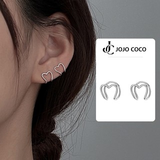 JOJO COCO Khuyên Kẹp Tai Hình Trái Tim Đơn Giản Không Cần Xỏ Lỗ Phong Cách retro Cá Tính Dành Cho Nữ