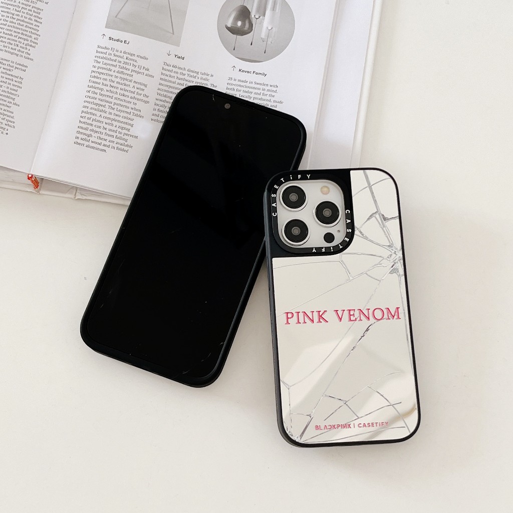 Ốp Điện Thoại Mặt Gương Màu Hồng Họa Tiết Venom Cho iphone 15 pro max 14 13 pro 12 11 pro max