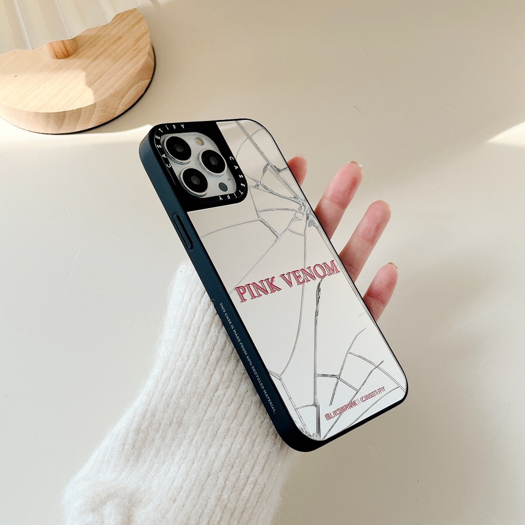 Ốp Điện Thoại Mặt Gương Màu Hồng Họa Tiết Venom Cho iphone 15 pro max 14 13 pro 12 11 pro max