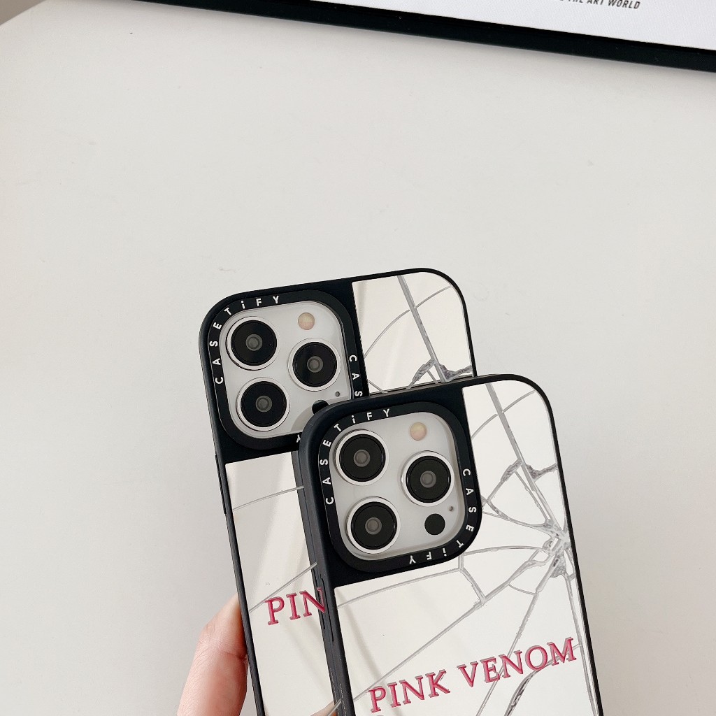 Ốp Điện Thoại Mặt Gương Màu Hồng Họa Tiết Venom Cho iphone 15 pro max 14 13 pro 12 11 pro max